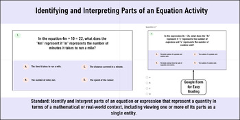 Preview of Identifying and Interpreting Parts of an Equation Activity