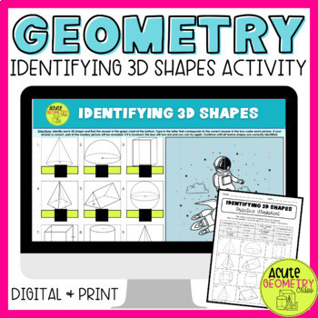 Preview of Identifying and Naming 3D Shapes Digital Google Activity and Printable Worksheet