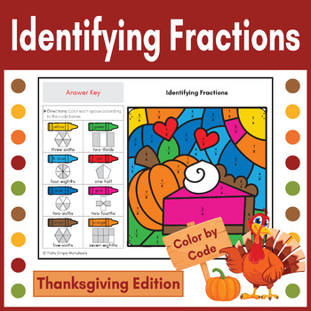 Preview of Identifying and Naming Fractions on a Number Line Thanksgiving Color by Code