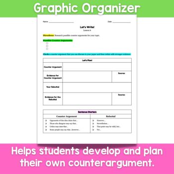 Identifying and Using Counter Arguments in Writing Mini Lesson and ...