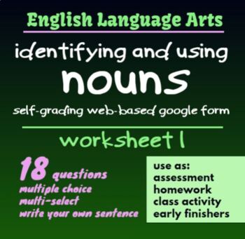 Preview of Identifying and Using Nouns (1): distance learning, assessment, homework, etc.