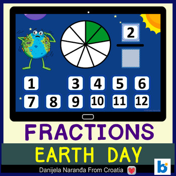 Preview of Identifying and name the Fractions Earth Day MATH Boom ™ Cards