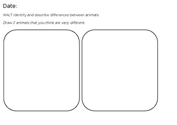 Preview of Identifying differences between animals (editable) (pre assessment)