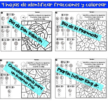 Identificar fracciones en modelo de area / Identifying fractions in Spanish