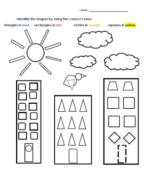 Identifying shapes worksheet by Mme Rox | Teachers Pay Teachers
