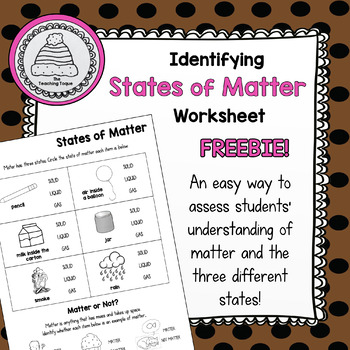 Preview of Identifying the Different States of Matter Worksheet