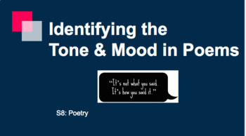 Preview of Identifying the Tone & Mood in Poems (Reading Lesson)