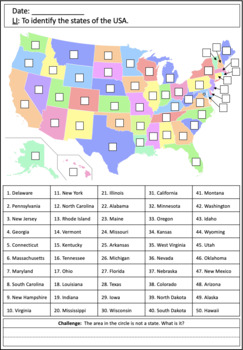 Preview of Identifying states of the USA map worksheets