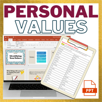 Preview of Identifying Personal Values PPT Presentation and Workbook Editable