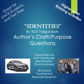 Preview of Identities by W.D. Valgardson Author's Purpose Questions and Activities