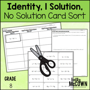 Preview of Identity, One Solution, or No Solution Equations Card Sort