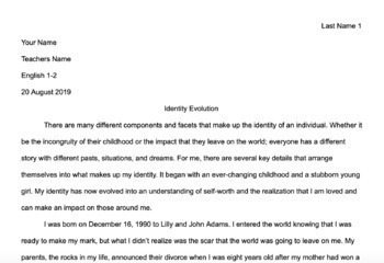 personal identity narrative essay