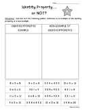 Identity and Commutative Property Sorting Practice Worksheets