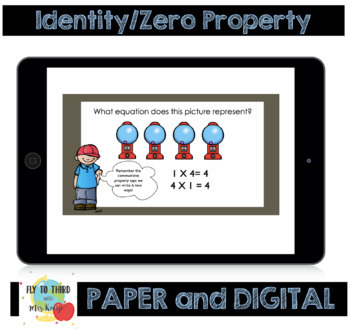 Preview of Identity and Zero Property of Multiplication Powerpoint and Worksheets- Grade 3