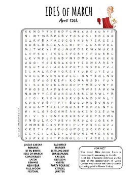 Preview of Ides of March Caesar word search puzzle worksheet