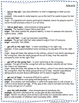 idioms and meanings and sentences
