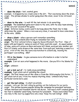 Idiom Lists: meanings, sample sentences, origins by Keeping It Simple ...