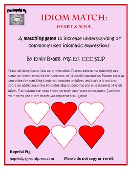 Preview of Idiom Match: Heart and Soul for Valentine's Day
