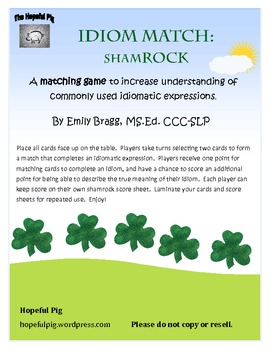 Preview of Idiom Match: ShamROCK for St. Patrick's Day