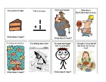 Preview of Idiom Matching Cards with Pictures for Context - Set 1