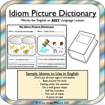 Preview of Idioms Activity: Picture Dictionary Drawing Idioms to Learn Figurative Language