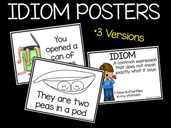 Preview of Idiom Posters 3 versions for Figurative Language Common Expressions