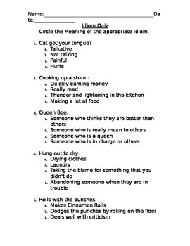 of worksheet idioms Inc Quiz Teachers   Pay Teacher Idiom by Teachers Tiny