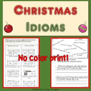 Preview of Idiom Worksheets for Christmas