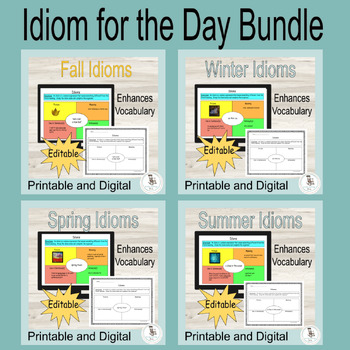 Preview of Idiom for the Day Bundle, Idiom Graphic Organizers, Idiom of the Week