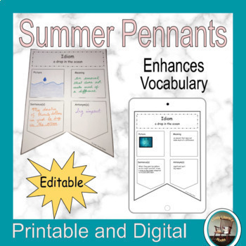 Preview of Idiom for the Day, Idiom Pennants, Summer Idioms Center