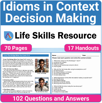 Preview of Decision Making Special Education Worksheets for Teaching Idioms in Context