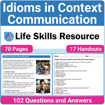Preview of Communication Special Education Worksheets for Teaching Idioms in Context