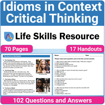 Preview of Critical Thinking Special Education Worksheets for Teaching Idioms in Context
