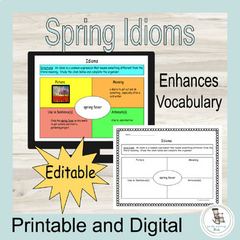 Preview of Idiom of the Day, Graphic Organizers, Spring Idioms Templates