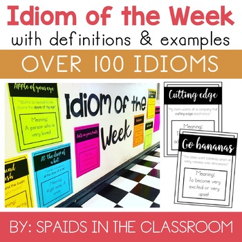 Preview of Idiom of the Day or Week Posters with Definitions & Examples