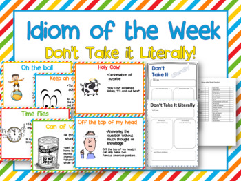 Preview of Idiom of the Week Powerpoint  posters and printables- 36 weeks- ESL ESOL