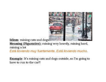 Preview of Idiom: raining cats and dogs