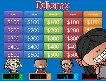 Preview of Idioms Jeopardy Style Game Show - Distance Learning Google Classroom