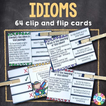 Preview of Idioms Activity Task Cards Practice 3rd 4th 5th Grade Figurative Language Center