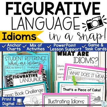 Preview of Idioms Worksheets Game Poems Figurative Language PowerPoint 3rd 4th 5th Grade 