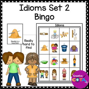 Preview of Idioms and Figurative Language Literacy Center Activity Bingo and Matching Game