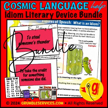 Preview of Idioms Literary Device BUNDLE: Figurative Speech Matching Cards & Practice Pages