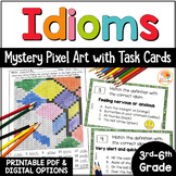 Idioms Color by Number Pixel Art Task Cards Activity: Prin