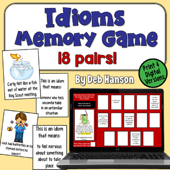 Preview of Idioms Memory Game in Print and Digital