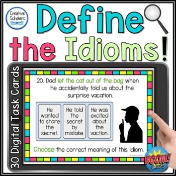 Preview of Idioms Defining Using Context Digital Boom Card Deck