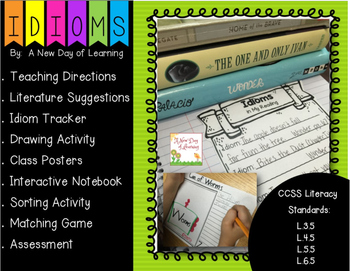 Preview of Figurative Language -Idioms Interactive Notebook, Drawing, & Assessment