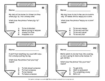 Preview of Idioms Entrance/Exit Tickets for 3rd, 4th, and 5th grade