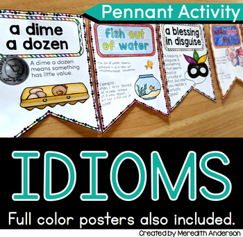 Preview of Idioms with Pictures Activity Figurative Language Pennant