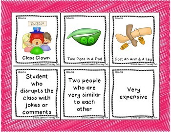 idioms flash cards by speech therapy plans teachers pay teachers