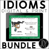 Common Idioms Task Cards and Digital Idioms Boom Cards BUNDLE